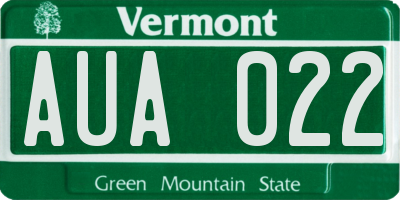 VT license plate AUA022