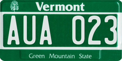 VT license plate AUA023