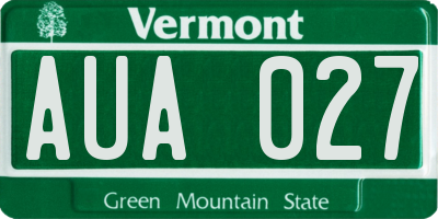 VT license plate AUA027