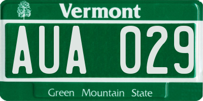 VT license plate AUA029