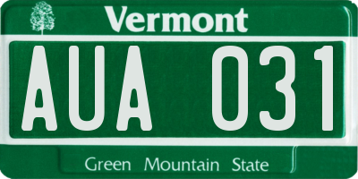 VT license plate AUA031