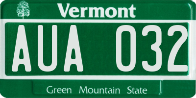 VT license plate AUA032