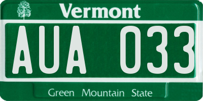 VT license plate AUA033