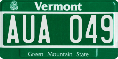VT license plate AUA049