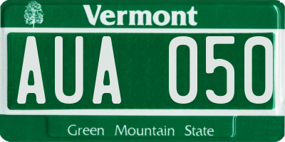 VT license plate AUA050