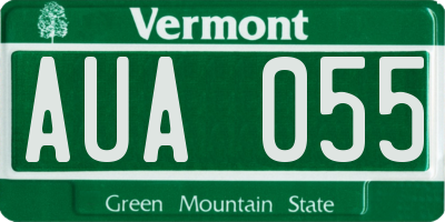 VT license plate AUA055
