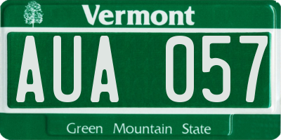 VT license plate AUA057