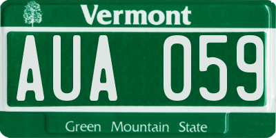 VT license plate AUA059
