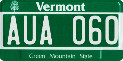 VT license plate AUA060