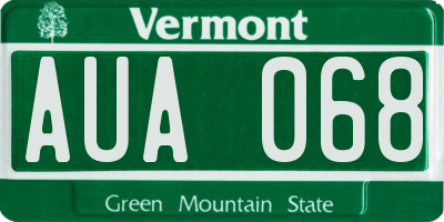 VT license plate AUA068