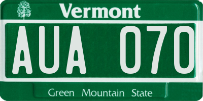 VT license plate AUA070