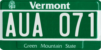 VT license plate AUA071