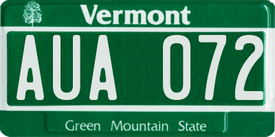 VT license plate AUA072