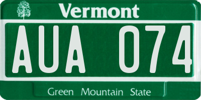 VT license plate AUA074
