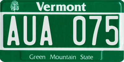 VT license plate AUA075