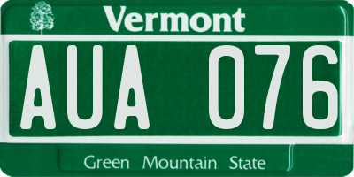 VT license plate AUA076