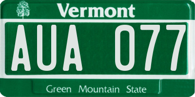VT license plate AUA077