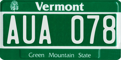 VT license plate AUA078
