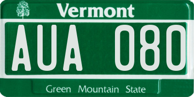 VT license plate AUA080