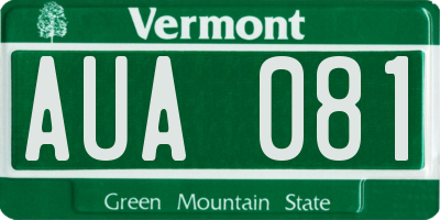 VT license plate AUA081