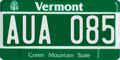 VT license plate AUA085