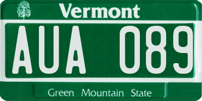 VT license plate AUA089