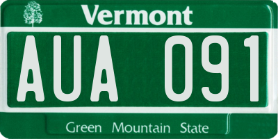 VT license plate AUA091