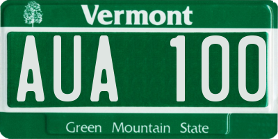 VT license plate AUA100