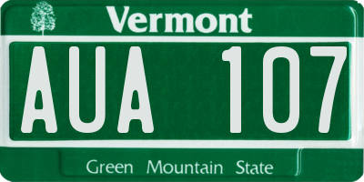 VT license plate AUA107
