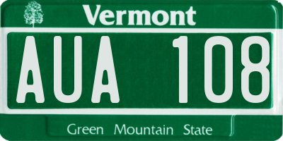 VT license plate AUA108