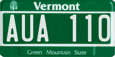 VT license plate AUA110