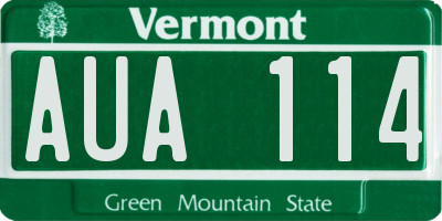 VT license plate AUA114