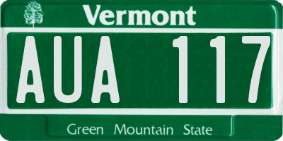 VT license plate AUA117