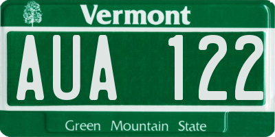 VT license plate AUA122