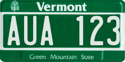 VT license plate AUA123