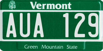 VT license plate AUA129