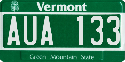 VT license plate AUA133