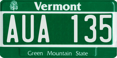 VT license plate AUA135