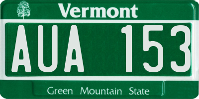 VT license plate AUA153