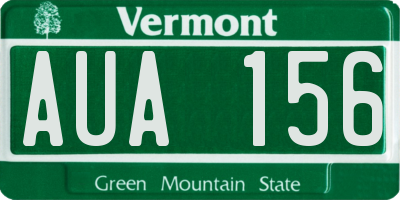 VT license plate AUA156