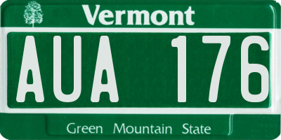 VT license plate AUA176