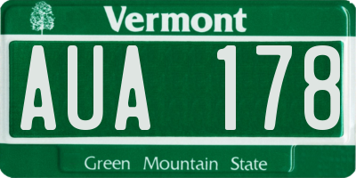 VT license plate AUA178