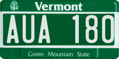 VT license plate AUA180