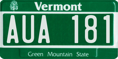 VT license plate AUA181