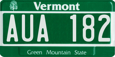 VT license plate AUA182