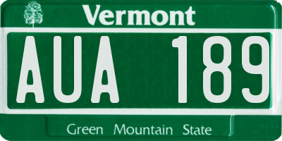 VT license plate AUA189