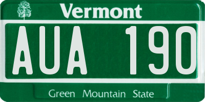 VT license plate AUA190