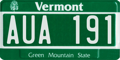 VT license plate AUA191