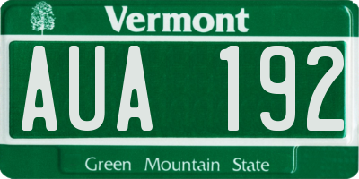 VT license plate AUA192