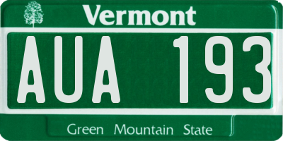 VT license plate AUA193